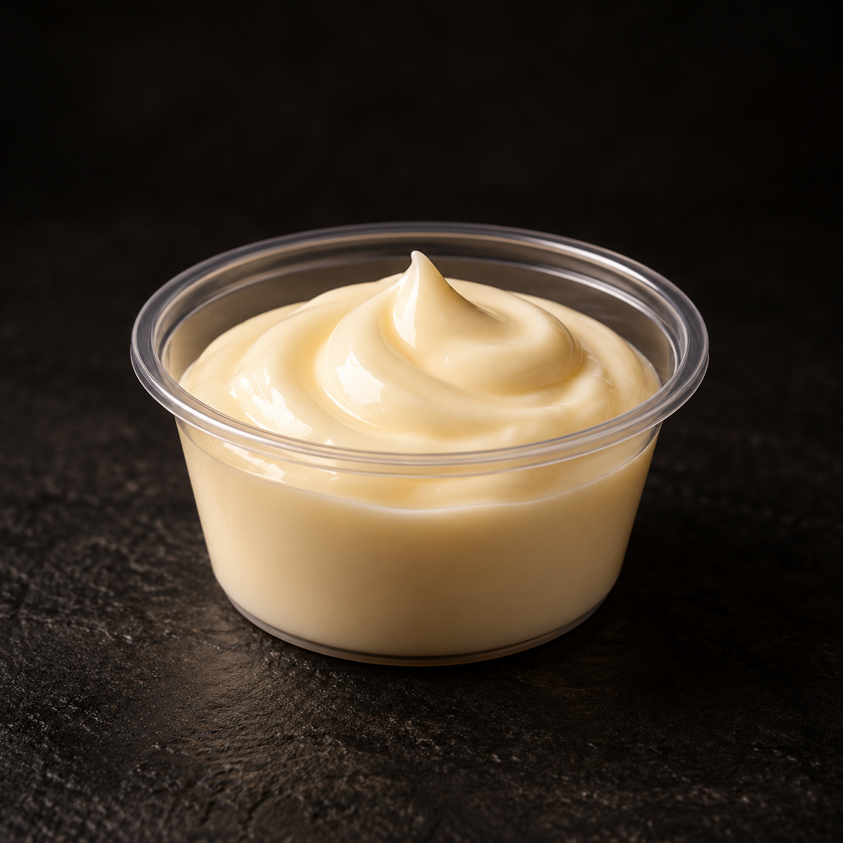 Classic creamy mayonnaise in a 4 oz pot on a near-black background – Ben’s Fire & Feast
