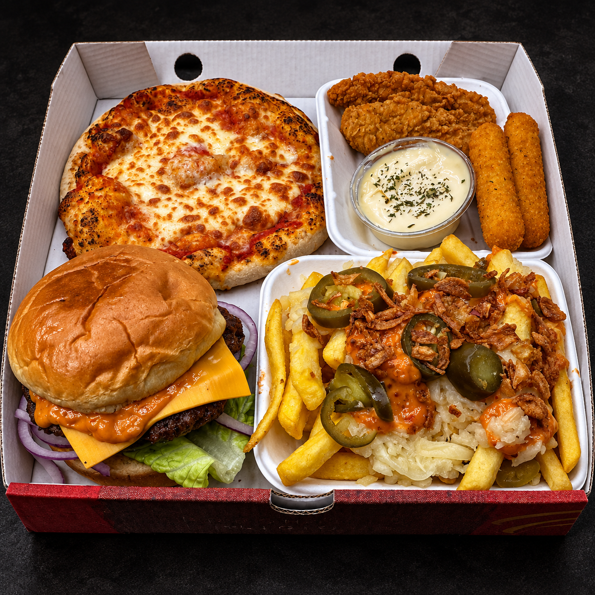 The Fire Feast on a near-black background – Ben’s Fire & Feast